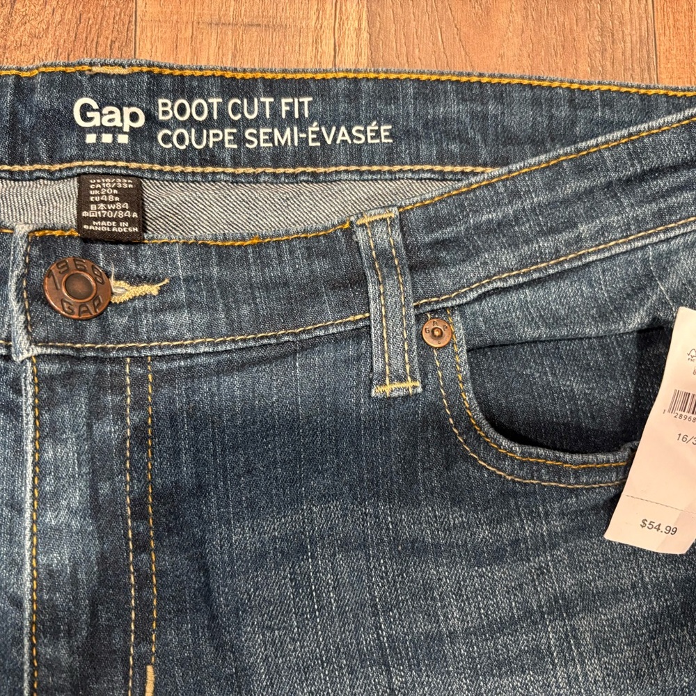 GAP Women's low-rise Bootcut fit dark wash Blue Jeans size 16/33R retail $54.99 - Picture 5 of 9